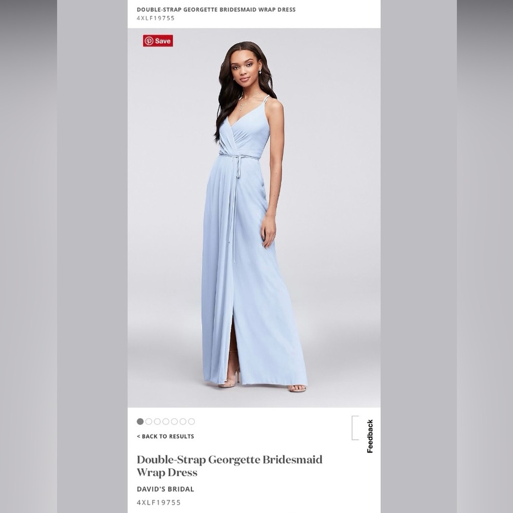 David’s Bridal Light Blue Bridesmaid Wrap Dress